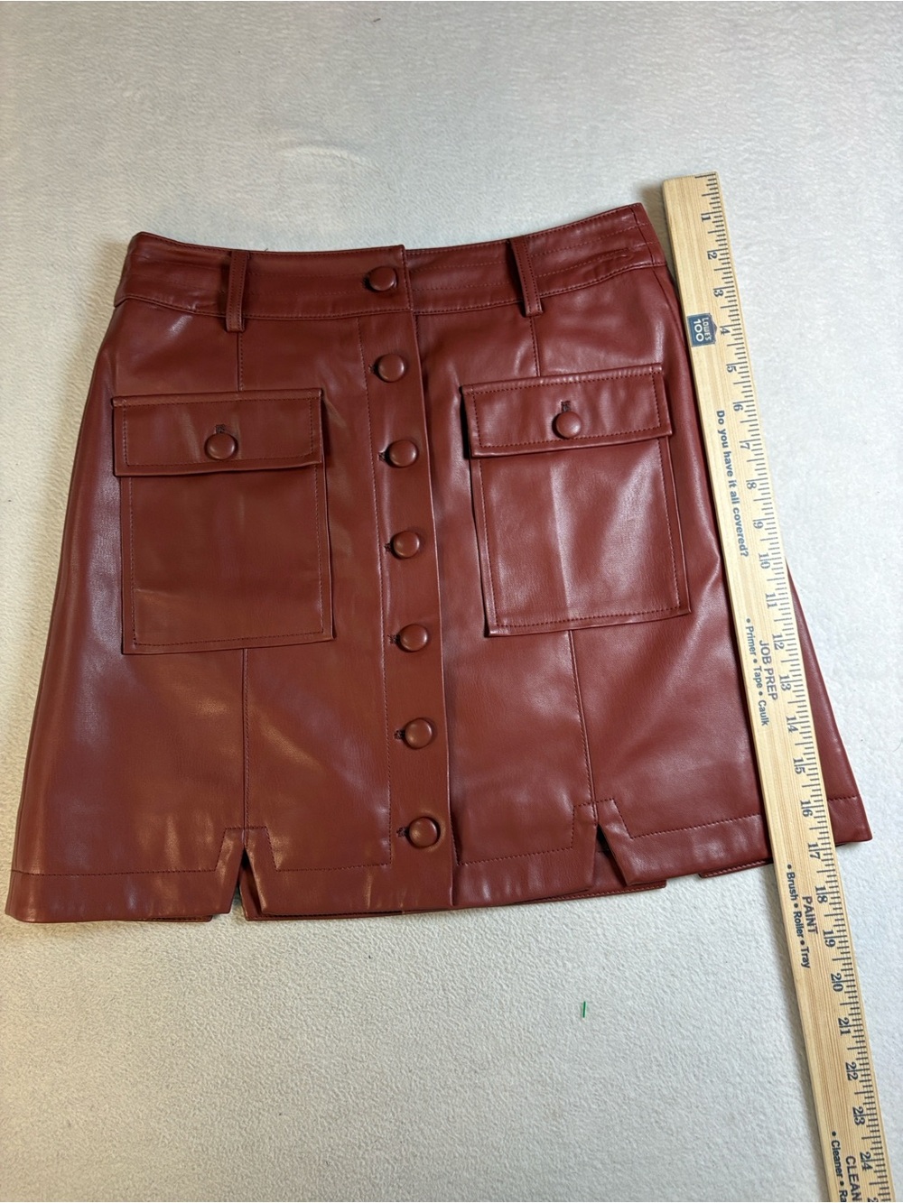 Sam Edelman Rust Leather-Trim Mini Skirt